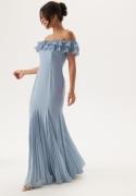 Goddiva Frilly Chiffon Off Shoulder Ma Dusky Blue S (UK10)