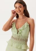 Bubbleroom Occasion Crochet Waist Flounce Maxi Dress Light green 46