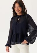 Happy Holly Peplum Dobby Dot Blouse Dark blue 32/34