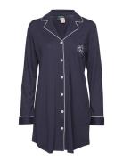 Lrl Hammond Knit Collar Sleepshirt Nattøj Blue Lauren Ralph Lauren Homewear