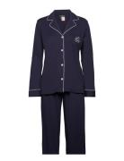 Lrl Hammond Knit Collar Pj Set Pyjamas Nattøj Navy Lauren Ralph Lauren Homewear