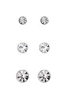 Millie Crystal Earrings, 3-In-1 Set Accessories Jewellery Earrings Studs Silver Pilgrim