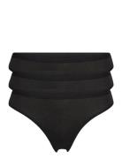 Brief 3 Pack Thong Reg Carin G-streng Undertøj Black Lindex