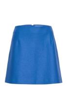 Women Mini Skirt Light Pressed Wool Kort Nederdel Blue Harris Wharf London