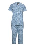 Lrl Sh.sl.notch Collar Ankle Pant Pj Set Pyjamas Nattøj Multi/patterned Lauren Ralph Lauren Homewear
