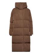 Objlouise Long Down Jacket Noos Foret Jakke Brown Object