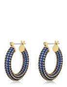 Pave Baby Amalfi Hoops- Blue Sapphire- Gold Accessories Jewellery Earrings Hoops Blue LUV AJ