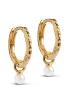 Belle Pearl Hoops Accessories Jewellery Earrings Hoops Gold Enamel Copenhagen