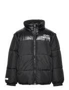 Jacket Puffer Detachable Sleev Foret Jakke Black Lindex