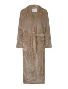 Long Fleece Robe Morgenkåbe Beige Rosemunde