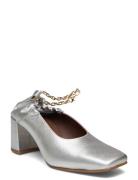 Agent Anklet Shimmer Silver Leather Pumps Shoes Heels Pumps Classic Silver ALOHAS
