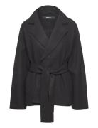 Belted Short Coat Uldjakke Jakke Black Gina Tricot