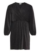 Carfiesta L/S V-Neck Glitter Dress Jrs Kort Kjole Black ONLY Carmakoma