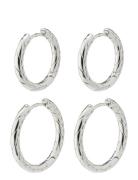 Love Hoop Earrings 2-In-1 Set Accessories Jewellery Earrings Hoops Silver Pilgrim