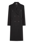 Viscose Blend Db Long Coat Outerwear Coats Winter Coats Black Tommy Hilfiger