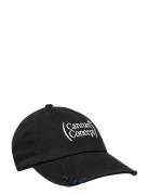 Cc Logo Cap W. Distress Accessories Headwear Caps Black Cannari Concept