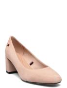 Th Suede Mid Heel Block Pump Shoes Heels Pumps Classic Pink Tommy Hilfiger