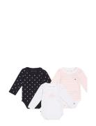 Baby Body 3 Pack Giftbox Bodies Long-sleeved Multi/patterned Tommy Hilfiger