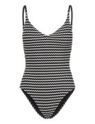 Mesh Effect V Neck Piece Badedragt Badetøj Black Seafolly