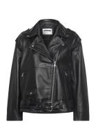 Nmpaulina Leather Biker Jacket Læderjakke Skindjakke Black NOISY MAY