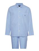 Gingham Poplin Long Sleep Set Pyjamas Nattøj Blue Polo Ralph Lauren Underwear