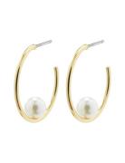 Eline Pearl Hoop Earrings Gold-Plated Accessories Jewellery Earrings Hoops Gold Pilgrim