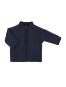 Cardigan, Merino Wool W. Zipper, Navy Outerwear Fleece Outerwear Fleece Jackets Navy Smallstuff
