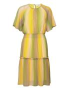 Recycled Polyester Dress Knælang Kjole Yellow Rosemunde