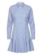 Striped Cotton Broadcloth Shirtdress Kort Kjole Blue Lauren Ralph Lauren