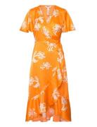 Objissy Papaya S/S Midi Wrap Dress 127 Knælang Kjole Orange Object