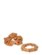 Vegan Scrunchie Big And Small 2-Pack Camel Accessories Hair Accessories Scrunchies Brown Corinne