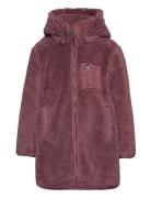 Kmgnewsascha Sherpa Hood Jacket Cp Otw Outerwear Fleece Outerwear Fleece Jackets Purple Kids Only