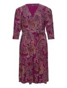 Paisley Surplice Jersey Dress Knælang Kjole Burgundy Lauren Women