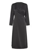 Onlthalia L/S Wrap Midi Dress Bf Ptm Knælang Kjole Black ONLY