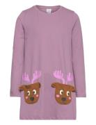 Tunic Forest W Pocket Print Dresses & Skirts Dresses Casual Dresses Long-sleeved Casual Dresses Purple Lindex