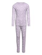 Nmfnightset Lavender Unicorn Rib Noos Pyjamassæt Purple Name It