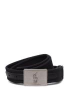 Pony Plaque Canvas & Leather Belt Accessories Belts Classic Belts Black Polo Ralph Lauren