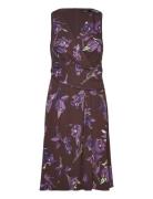 Floral Surplice Jersey Sleeveless Dress Knælang Kjole Brown Lauren Ralph Lauren