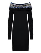 Fair Isle Off-The-Shoulder Sweater Dress Knælang Kjole Black Lauren Ralph Lauren