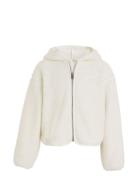 Teddy Hwk Zip Through Outerwear Fleece Outerwear Fleece Jackets Cream Calvin Klein