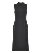 Echo Crepe Mock Neck Dress Knælang Kjole Black French Connection