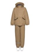 Pu Rain Set Rec Warm Animal Susp104 Outerwear Rainwear Rainwear Sets Beige Mikk-line