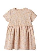 Jersey Dress S/S Anna Dresses & Skirts Dresses Casual Dresses Short-sleeved Casual Dresses Beige Wheat