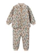 Nmmlajuno Set Quilt Fo Aop Lil Outerwear Thermo Outerwear Thermo Sets Beige Lil'Atelier