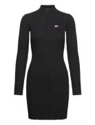 Tjw Badge Zip Sweater Dress Kort Kjole Black Tommy Jeans