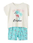 Nkfnightset Cap Pool Blue Flamingo Noos Pyjamassæt Multi/patterned Name It