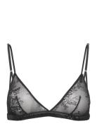 Lace Satin Triangle Bralette Lingerie Bras & Tops Soft Bras Bralette Black Understatement Underwear