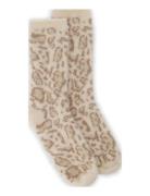 Leopard Lurex Fluffy Sock Lingerie Socks Regular Socks Beige Hunkemöller