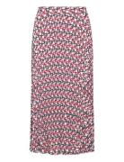 Geometric Print Pleated Skirt Knælang Nederdel Red GANT