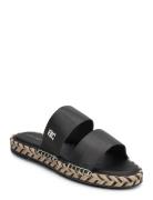 Th Leather Flat Esp Sandal Flade Sandaler Black Tommy Hilfiger